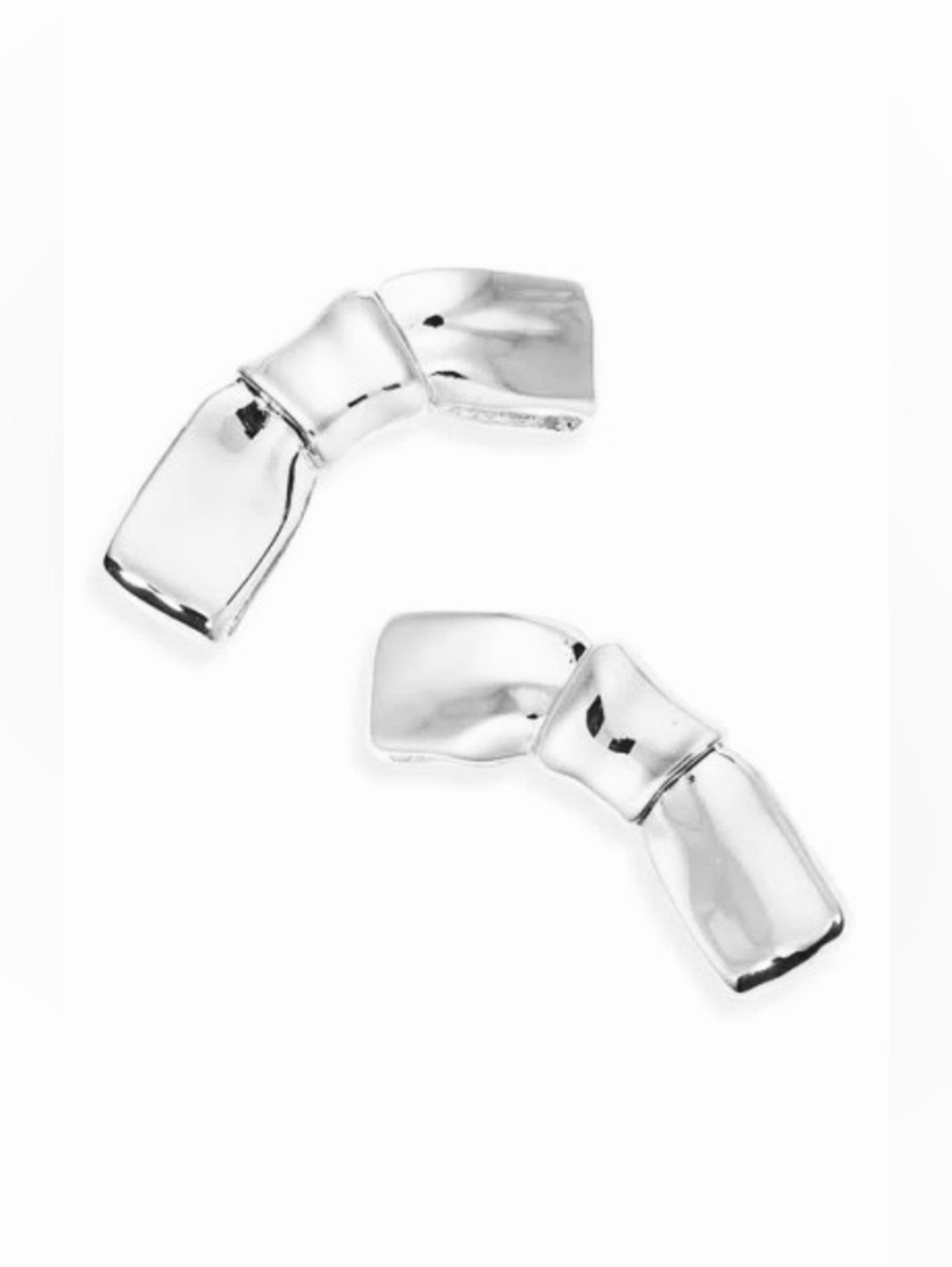 NWOT Open Edit Curved Bow Stud Earrings In Silver